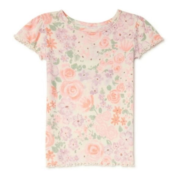 Garanimals Other - Garanimls Girls Ivory Cream Floral Print Ruffle Short Sleeve T-Shirt Size 3T 🐈